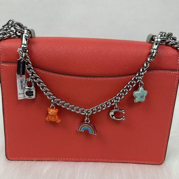 Coach Silver Swagger Chain With Charms Flower, Bear, C, Rainbow, Lock CW662 NWT - Picture 3 of 10